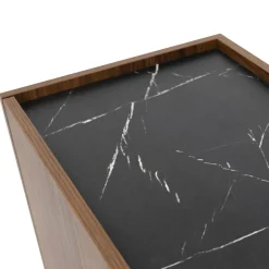 Madia 160x78h cm 2 ante 3 cassetti piano effetto marmo nero noce Caliva