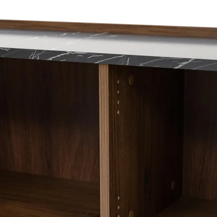 Madia 160x78h cm 2 ante 3 cassetti piano effetto marmo nero noce Caliva