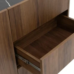 Madia 160x78h cm 2 ante 3 cassetti piano effetto marmo nero noce Caliva