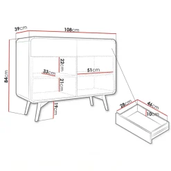 Madia 108x84h cm 2 ante 2 cassetti rovere scuro Walden