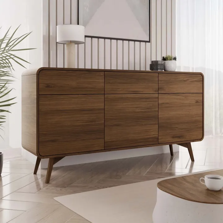 Madia 160x84h cm 3 ante 3 cassetti rovere scuro Walden
