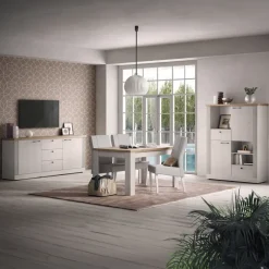 Madia 211x88h cm 2 ante 3 cassetti rovere bianco frassinato Armonia