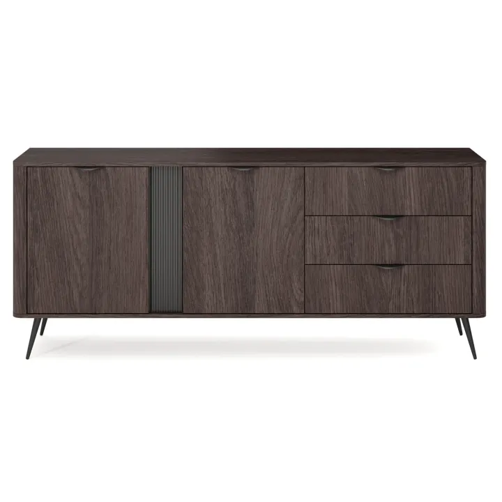 Madia 195x81h cm 2 ante 3 cassetti soggiorno wengè nero Vesper