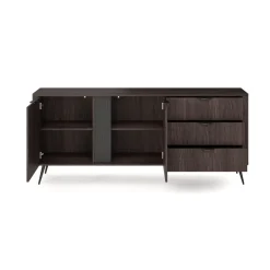 Madia 195x81h cm 2 ante 3 cassetti soggiorno wengè nero Vesper