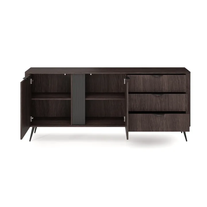 Madia 195x81h cm 2 ante 3 cassetti soggiorno wengè nero Vesper