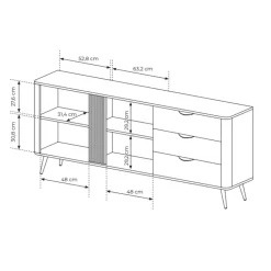 Madia 195x81h cm 2 ante 3 cassetti soggiorno wengè nero Vesper