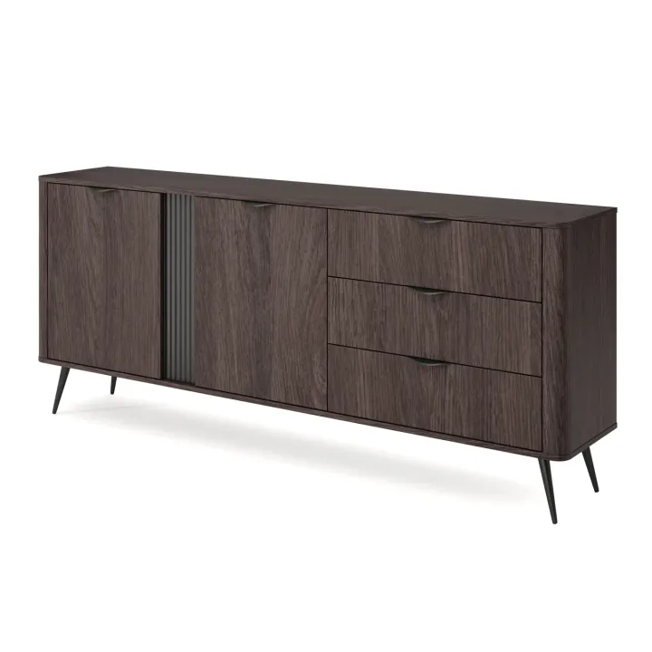 Madia 195x81h cm 2 ante 3 cassetti soggiorno wengè nero Vesper