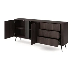 Madia 195x81h cm 2 ante 3 cassetti soggiorno wengè nero Vesper