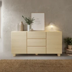Madia 160x80h cm 2 ante 3 cassetti soggiorno rovere chiaro Mellow