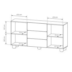 Madia 160x80h cm 2 ante 3 cassetti soggiorno rovere chiaro Mellow