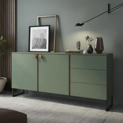Madia 184x87h cm 2 ante 3 cassetti verde salvia scuro rovere Selvia