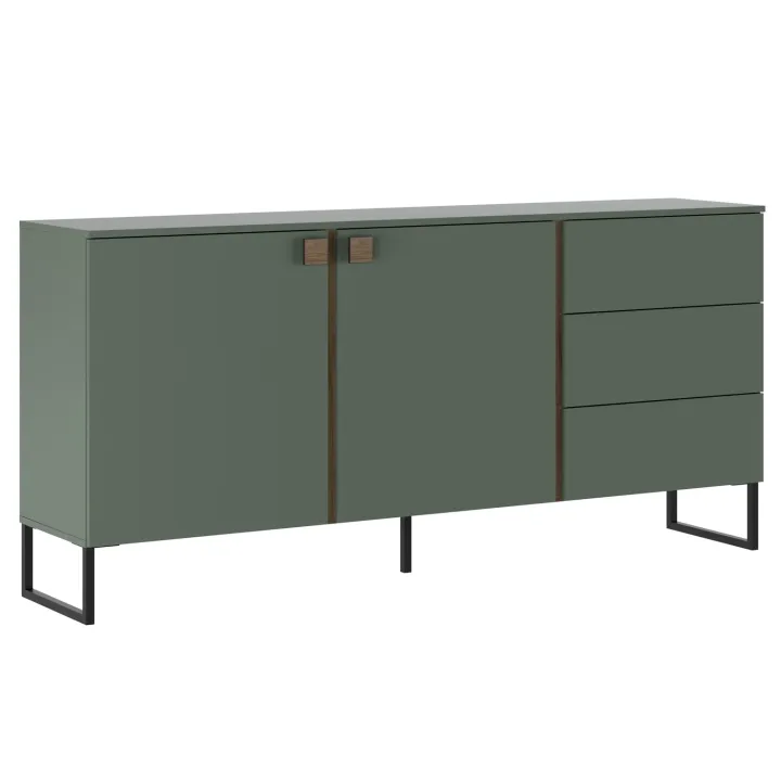 Madia 184x87h cm 2 ante 3 cassetti verde salvia scuro rovere Selvia