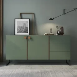 Madia 184x87h cm 2 ante 3 cassetti verde salvia scuro rovere Selvia