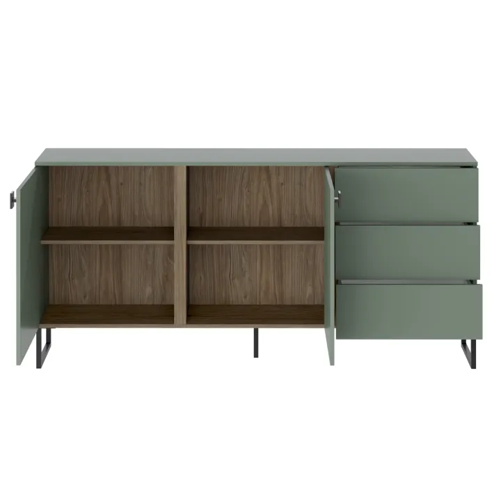Madia 184x87h cm 2 ante 3 cassetti verde salvia scuro rovere Selvia