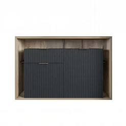 Madia 138x91h cm 2 ante 1 cassetto cannettato rovere nero Savona