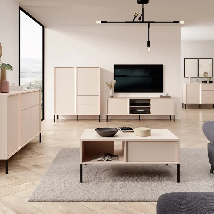 Madia 103x82h cm 2 ante 1 cassetto moderna beige Melly