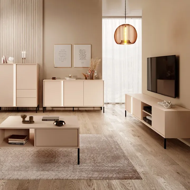 Madia 103x82h cm 2 ante 1 cassetto moderna beige Melly