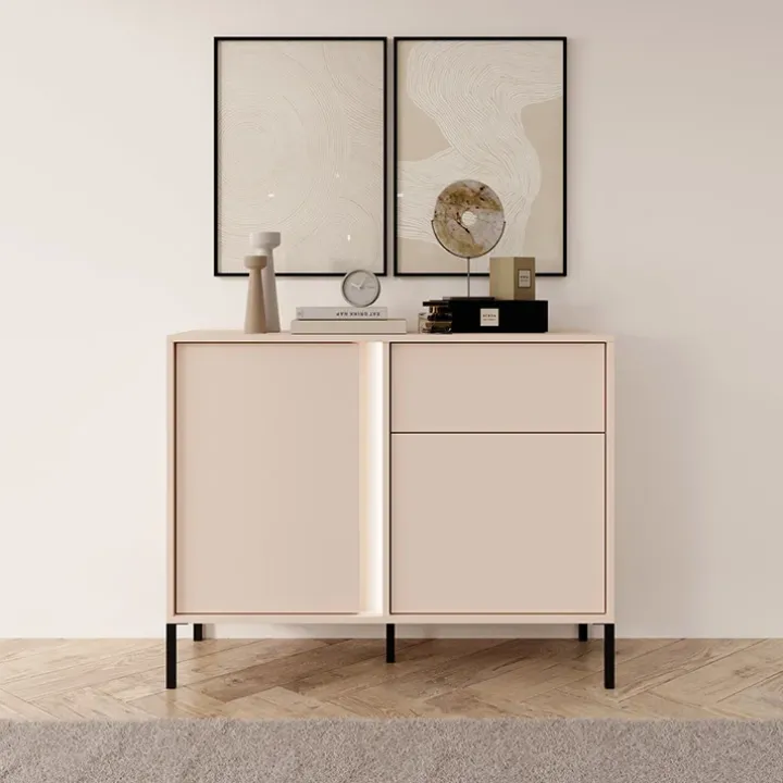 Madia 103x82h cm 2 ante 1 cassetto moderna beige Melly