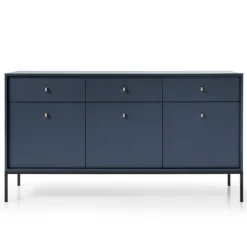 Madia 154x83h cm 3 ante con cassetti moderna blu notte Glory
