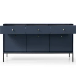 Madia 154x83h cm 3 ante con cassetti moderna blu notte Glory
