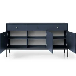 Madia 154x83h cm 3 ante con cassetti moderna blu notte Glory