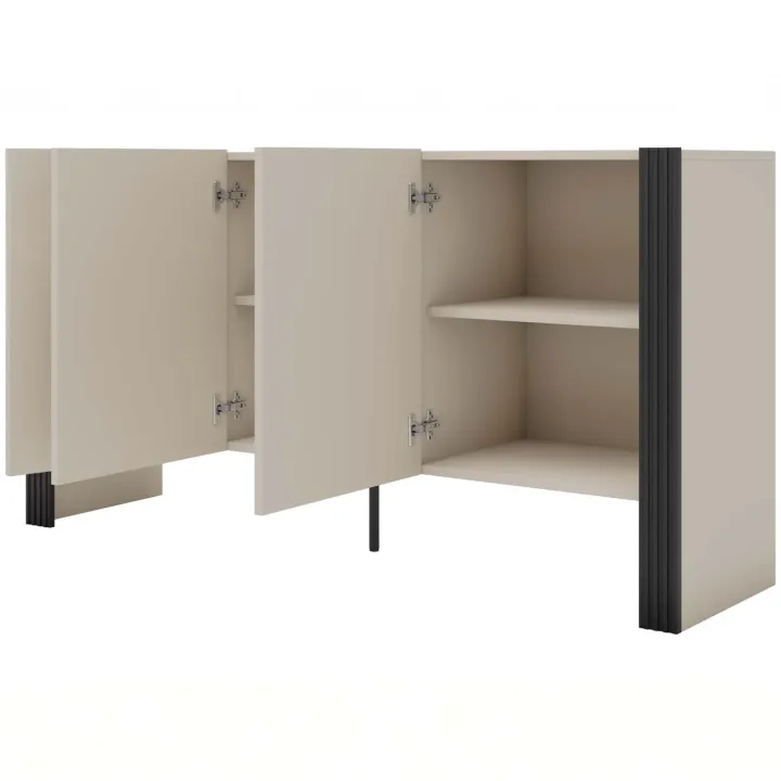 Madia 151x79h cm 3 ante con design scanalato beige cashmere nero Medellín