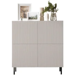 Madia 101x106h cm 4 ante con frontali cannettati beige Ziggy