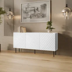 Madia 166x80h cm 3 ante con frontali decorati bianco Daniele