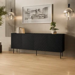 Madia 200x80h cm 4 ante con frontali decorati nero Daniele