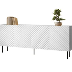 Madia 200x80h cm 4 ante con frontali decorati bianco Daniele