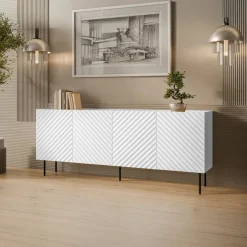 Madia 200x80h cm 4 ante con frontali decorati bianco Daniele