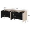 Madia 193x83h cm 4 ante con led cannettato beige nero Camelia
