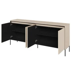 Madia 193x83h cm 4 ante con led cannettato beige nero Camelia
