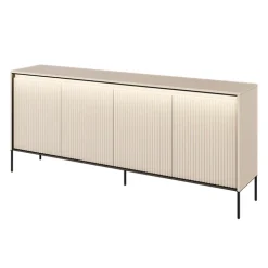 Madia 193x83h cm 4 ante con led cannettato beige nero Camelia