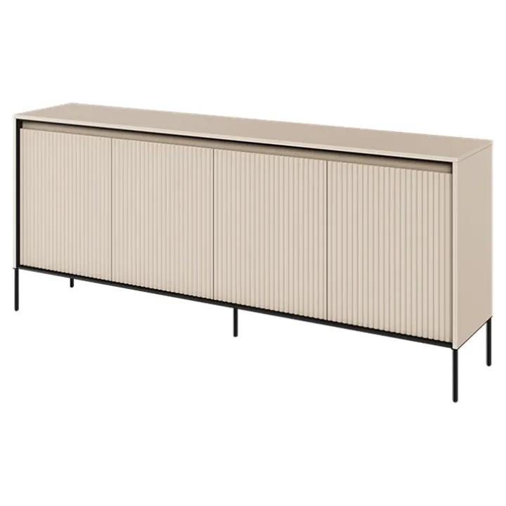 Madia 193x83h cm 4 ante con led cannettato beige nero Camelia