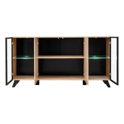 Madia 160x82h cm 4 ante con stampa nera soggiorno noce Mendes