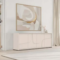 Madia 205x70h cm 4 ante design in rilievo beige cashmere Sonia