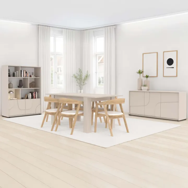 Madia 205x70h cm 4 ante design in rilievo beige cashmere Sonia