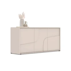 Madia 155x70h cm 3 ante design in rilievo beige cashmere Sonia