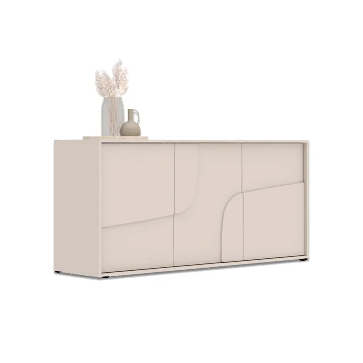 Madia 155x70h cm 3 ante design in rilievo beige cashmere Sonia