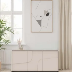 Madia 155x70h cm 3 ante design in rilievo beige cashmere Sonia
