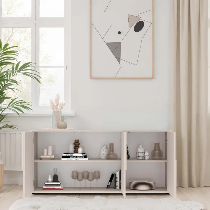 Madia 155x70h cm 3 ante design in rilievo beige cashmere Sonia