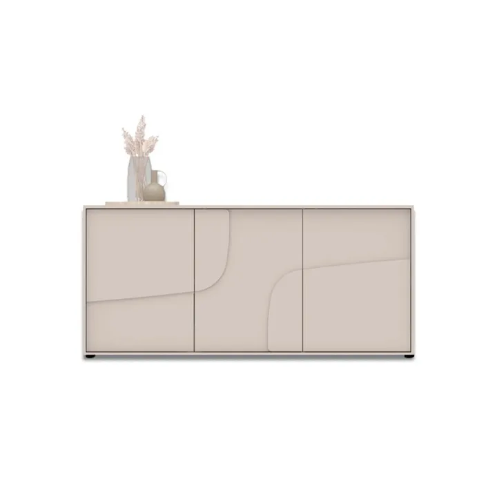 Madia 155x70h cm 3 ante design in rilievo beige cashmere Sonia
