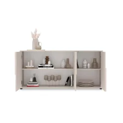 Madia 155x70h cm 3 ante design in rilievo beige cashmere Sonia