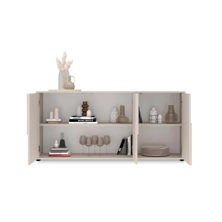Madia 155x70h cm 3 ante design in rilievo beige cashmere Sonia
