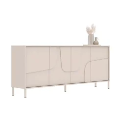 Madia 205x84h cm 4 ante design in rilievo con piedini beige cashmere Sonia