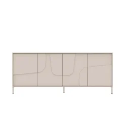 Madia 205x84h cm 4 ante design in rilievo con piedini beige cashmere Sonia
