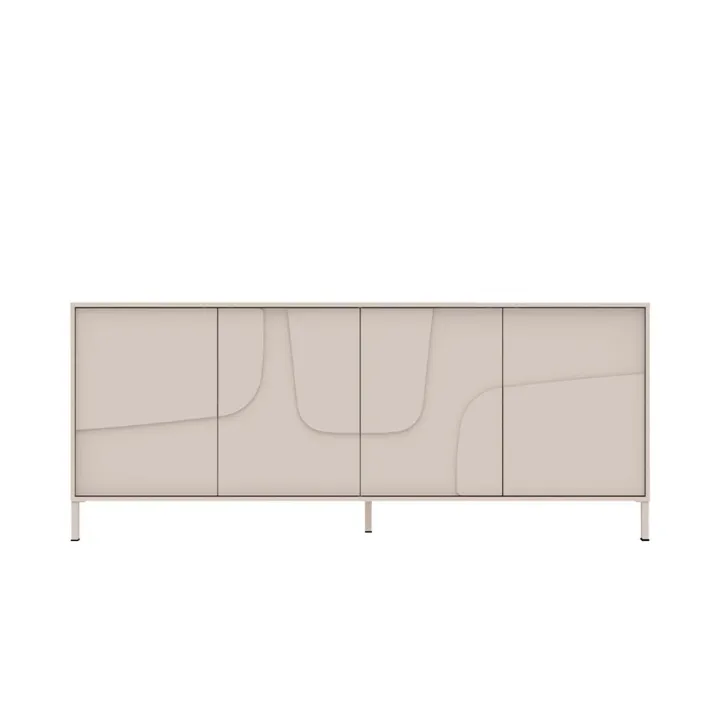 Madia 205x84h cm 4 ante design in rilievo con piedini beige cashmere Sonia