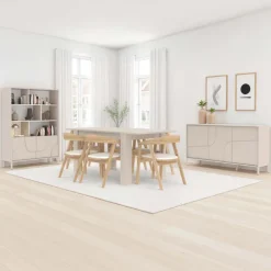 Madia 155x86h cm 3 ante design in rilievo con piedini beige cashmere Sonia