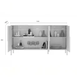 Madia 155x86h cm 3 ante design in rilievo con piedini beige cashmere Sonia